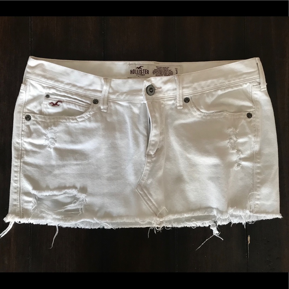 Hollister white jean skirt